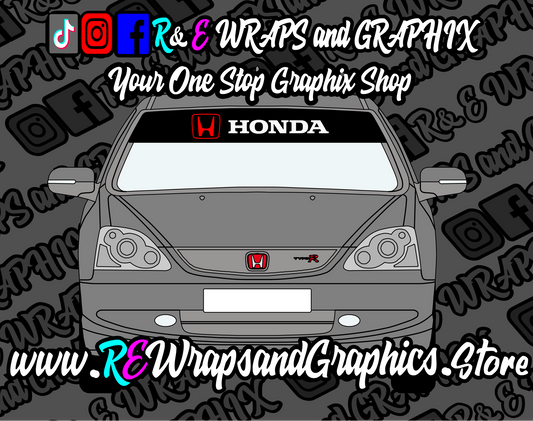 Car with a Honda logo and text for R & E Wraps and Graphics on a dark background.