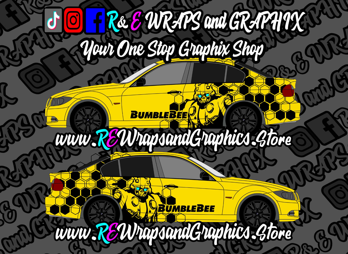 BMW 3 Series Honey Comb Bumble Bee Graphic Kit