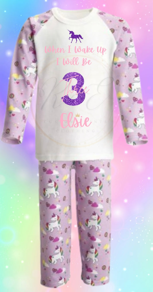 Unicorn Personalised Birthday Pyjamas| When I Wake Up