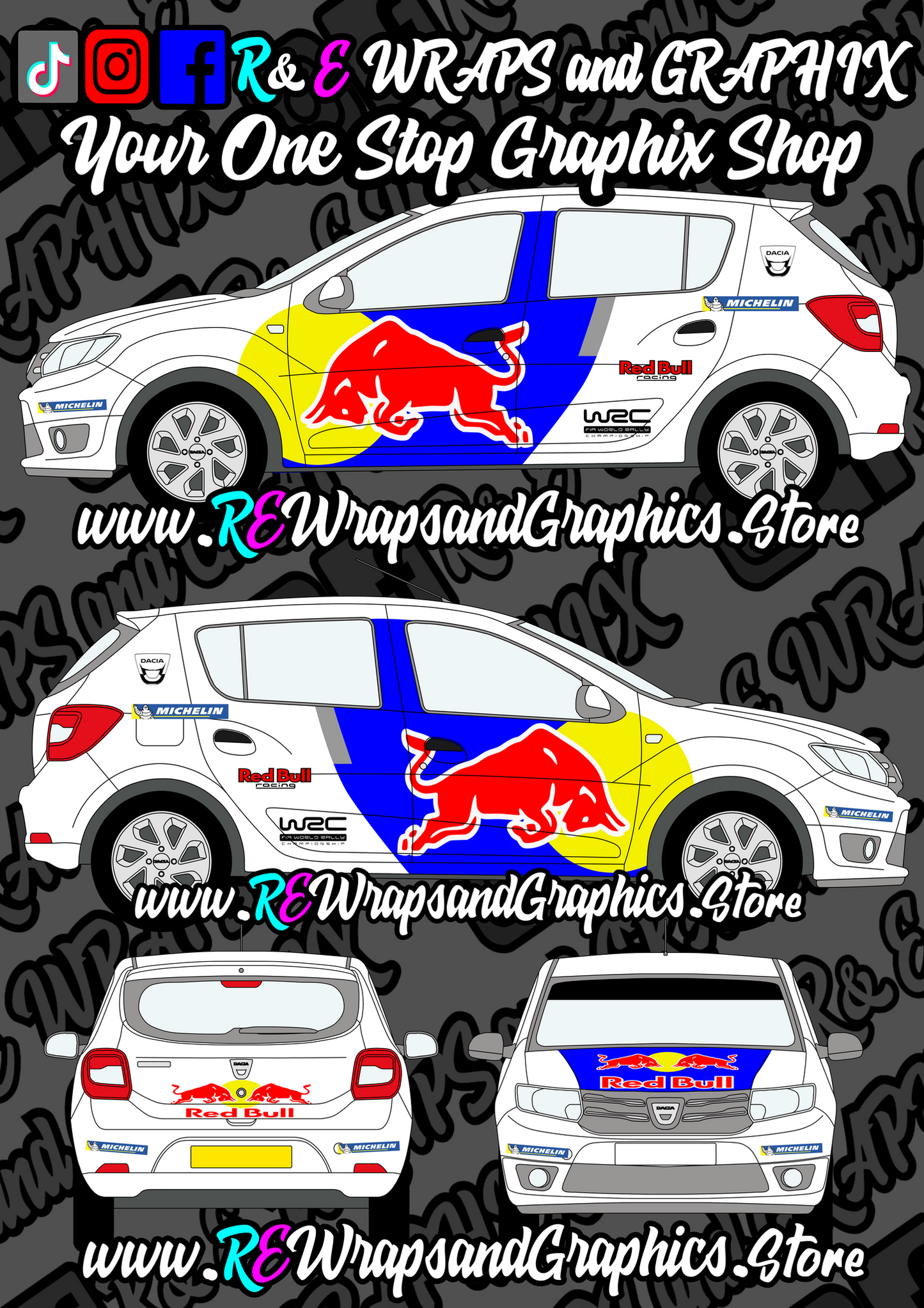 Dacia Sandero Redbull Track Car Graphic Kit