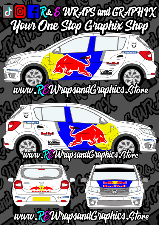 714203104_1539959411074650_3452550625524726384_n - R&E Wraps and Graphics LTD - Dacia Sandero Redbull Track Car Graphic Kit - dacia, graphic kits, redbull, SANDERO