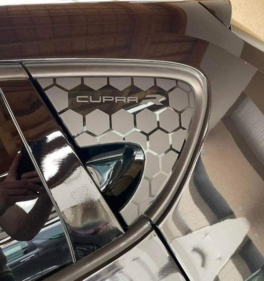 7A85850B-F27A-4B1B-947C-40CDFA294068 - R&E Wraps and Graphics LTD - Seat Leon mk2 Cupra R Honey Comb Side Window Stickers - honey comb, ibiza, Seat., side window decals, stickers, Volkswagen.