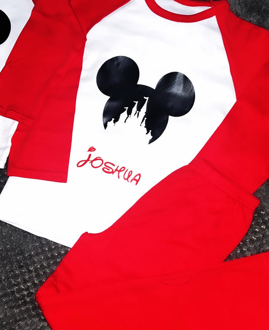 Personalised Cartoon Ears With Castle Cut Out Pyjamas