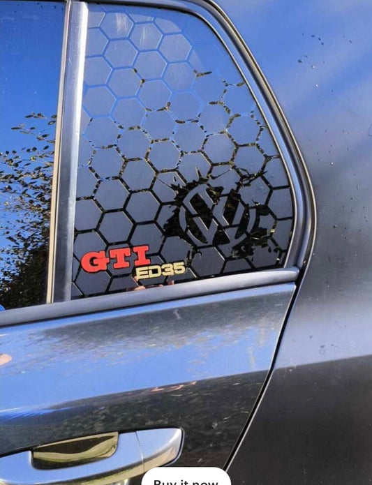 8D31AC3F-244E-429E-8696-537C0ED35DBA - R&E Wraps and Graphics LTD - Volkswagen Golf MK5-7 ED35 Honey Comb Side Window Stickers - honey comb, side window decals, stickers, volkswagen golf, Volkswagen.