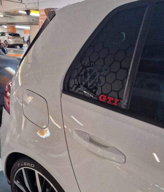 9B48C74D-259B-4DA1-9BAD-DEB1B9745464 - R&E Wraps and Graphics LTD - Volkswagen Golf MK5-7 GTI Honey Comb Side Window Stickers - honey comb, side window decals, stickers, volkswagen golf, Volkswagen.
