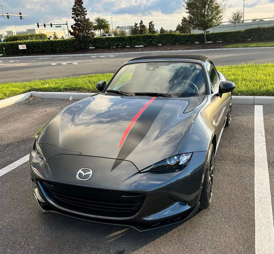 9C4D84C4-EB5D-451E-AF95-5D43689543C2 - R&E Wraps and Graphics LTD - Mazda MX5 Bonnet Stripe - bonnet stripes, Mazda, Mx5, racing stripes