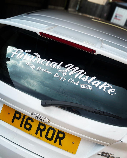 Financial Mistake Broken Boys Club Window Sticker