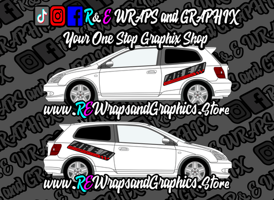 AREAlogo - R&E Wraps and Graphics LTD - Honda Civic Area Motorsport Side Decals - Area Motorsport, civic, Honda type r