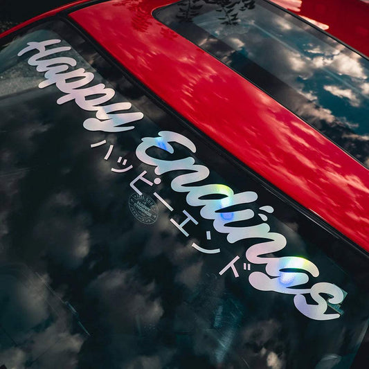 B02B238D-7EF0-41B2-BF12-DD7840AE1AD4 - R&E Wraps and Graphics LTD - Happy Endings Windscreen Sticker - Happy Endings, JDM, rear window decal, rear window stickers