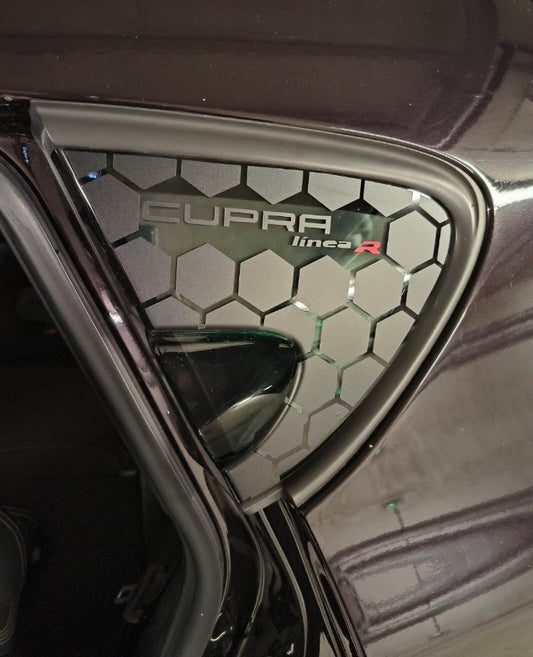 B75E62D2-0125-40F9-841B-EC5AC3211BA4 - R&E Wraps and Graphics LTD - Seat Leon mk2 Linea R Honey Comb Side Window Stickers - honey comb, ibiza, Seat., side window decals, stickers, Volkswagen.