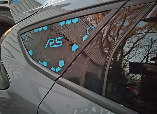 B94C7DD5-DA91-4AB7-B495-6B75C7A54736 - R&E Wraps and Graphics LTD - Honey Comb Focus RS MK3 Side Window Stickers - focus rs, ford focus rs, honey comb, side window decals, stickers