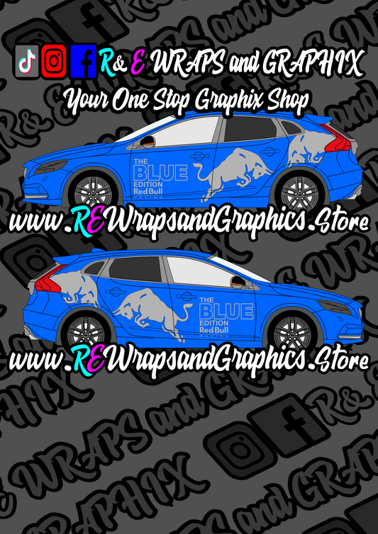 Volvo V40 The Blue Edition RedBull Racing Graphic Kit (Universal to most Vehicles)