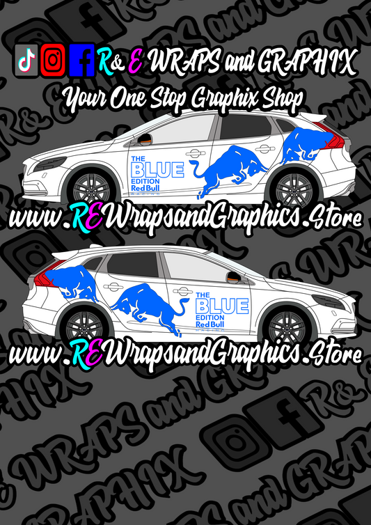 Volvo V40 The Blue Edition RedBull Racing Graphic Kit (Universal to most Vehicles)