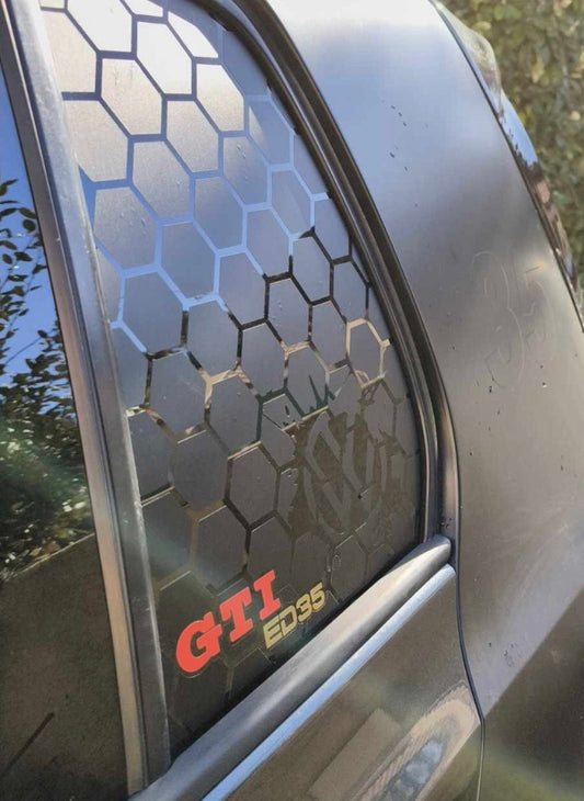 CA033748-8E73-4E69-9609-16AEBCDCE365 - R&E Wraps and Graphics LTD - Volkswagen Golf MK5-7 ED35 Honey Comb Side Window Stickers - honey comb, side window decals, stickers, volkswagen golf, Volkswagen.