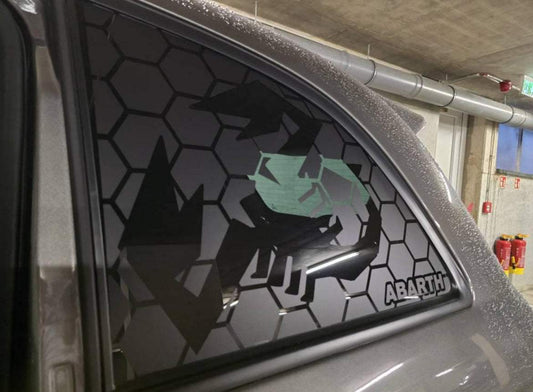 CDD3C436-F9D7-48E0-B75F-7B99F3E3958B - R&E Wraps and Graphics LTD - Fiat 500 Abarth Honey Comb Side Window Stickers - fiat 500, Fiat Abarth, honey comb, side window decals, stickers