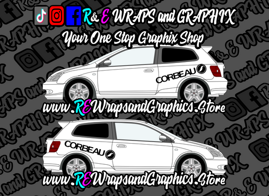 Honda Civic Corbeau Side Decals