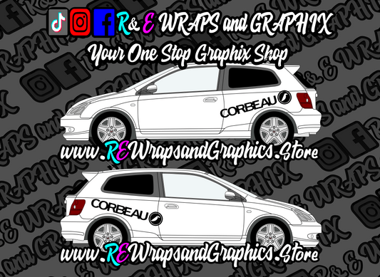 CORBEAUlogo_822d0da0-3732-45f0-b097-497d983448db - R&E Wraps and Graphics LTD - Honda Civic Corbeau Side Decals - civic, corbeau, Honda type r