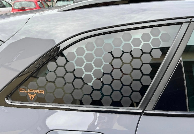 DD43FAE9-DF91-4571-8226-5E54375F0379 - R&E Wraps and Graphics LTD - Seat Leon Cupra Estate Honey Comb Side Window Stickers - honey comb, ibiza, Seat., side window decals, stickers, Volkswagen.