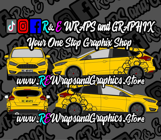 Ford Focus mk3 ST/RS Hexagon Rear Quarter Graphic Kit