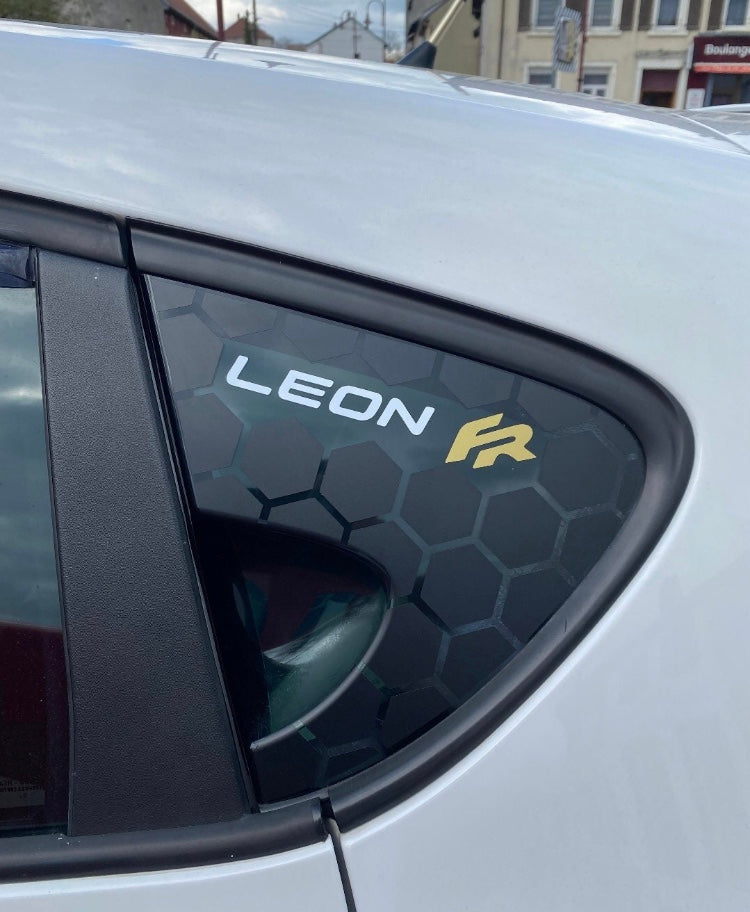 F57611D2-116E-4E92-AC30-D8B829BCF0C0 - R&E Wraps and Graphics LTD - Seat Leon mk2 FR Honey Comb Side Window Stickers - honey comb, ibiza, Seat., side window decals, stickers, Volkswagen.