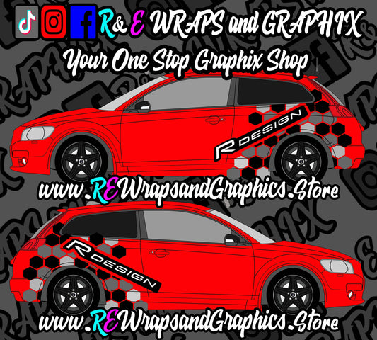 FB72989F-F425-47F4-A9A8-376ECABF8497 - R&E Wraps and Graphics LTD - Volvo C30 R Design Hexagon Graphic Kit - C30, r design, volvo