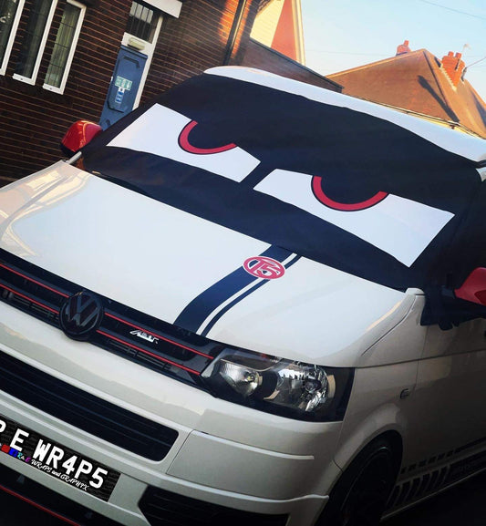 FBF76002-2277-4E79-A58F-A743EAEF06C1 - R&E Wraps and Graphics LTD - VW Campervan Windscreen Covers Angry Eyes 1 - T5/T6/T4 - campervan, sunstrips, t5, T5 windscreen cover, t6 windscreen cover, Volkswagen t5, window cover, windscreen cover