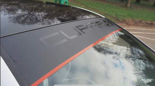 FFF22120-CD50-43E8-8084-E2DCD859005A - R&E Wraps and Graphics LTD - Seat Cupra With Pinstripe Sunstrip - cupra, Pinstripe, Pinstripe sunstrip, seat, Seat Sunstrip, Seat Cupra, sunstrip, Sunstrip with pinstripe, sunstrips