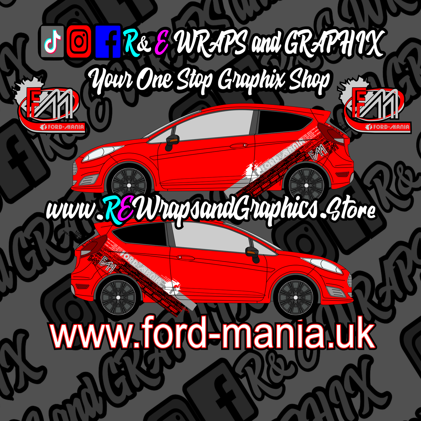 Ford Fiesta 2013-17 Ford Mania Graphic Kit (will fit ST models)