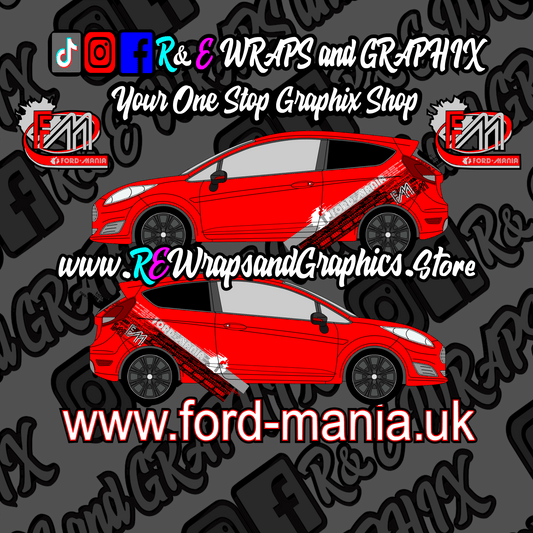 FORDMANIAKIT1DESIGNpreviewfiesta17red - R&E Wraps and Graphics LTD - Ford Fiesta 2013-17 Ford Mania Graphic Kit (will fit ST models) - fiesta, ford, ford fiesta, Ford Graphic Kits, ford mania, ford mania graphics, ford mania stickers, graphic kits