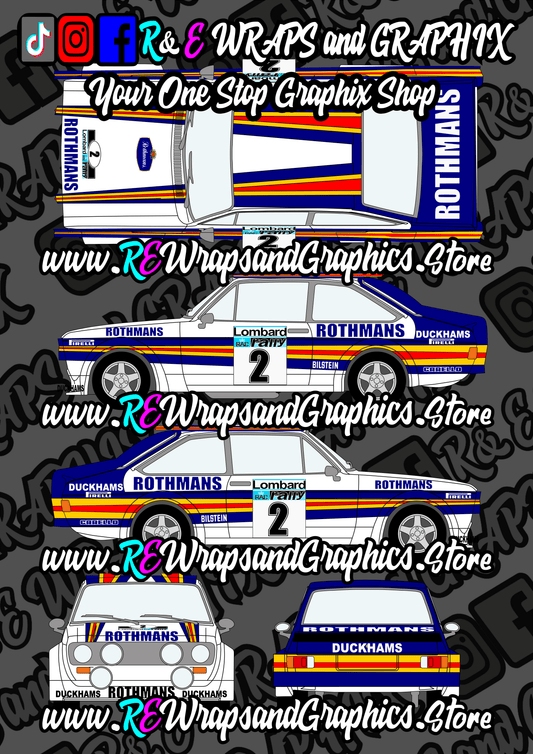 Ford_Escort_Mk_2_Rally_rothmans_design_PREVIEW - R&E Wraps and Graphics LTD - Ford Escort Rothmans WRC Graphic Kit - cosworth, Ford escort, Ford escort graphic kit, Ford Escort Rothmans WRC Graphic Kit, Ford Graphic Kits, graphic kits