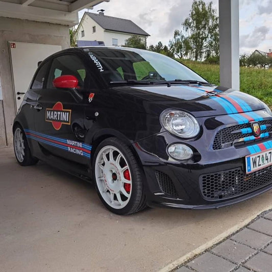 Fiat 500 Abarth Martini Racing Stripes + Side Stripes/Side Logos + Sunstrip