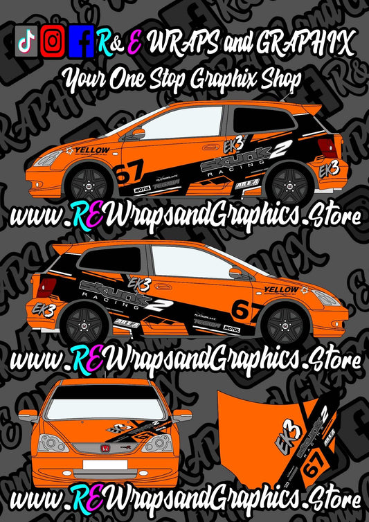 IMG-7020 - R&E Wraps and Graphics LTD - Honda EP3 Skunk2 Racing Graphic Kit - civic, graphic kits, honda, Honda Civic Type-R 2007-10 WRC Track Car Graphic Kit, Honda graphic kits, honda rally kit, Honda type r, Honda type r graphic kits, type r