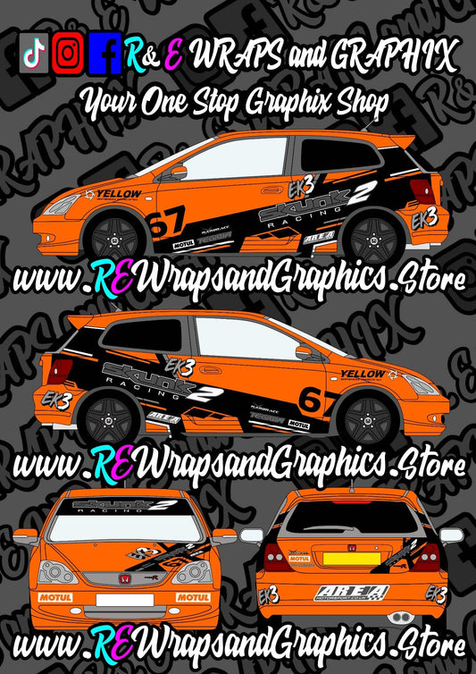 IMG-7021 - R&E Wraps and Graphics LTD - Honda EP3 Skunk2 Racing Graphic Kit - civic, graphic kits, honda, Honda Civic Type-R 2007-10 WRC Track Car Graphic Kit, Honda graphic kits, honda rally kit, Honda type r, Honda type r graphic kits, type r