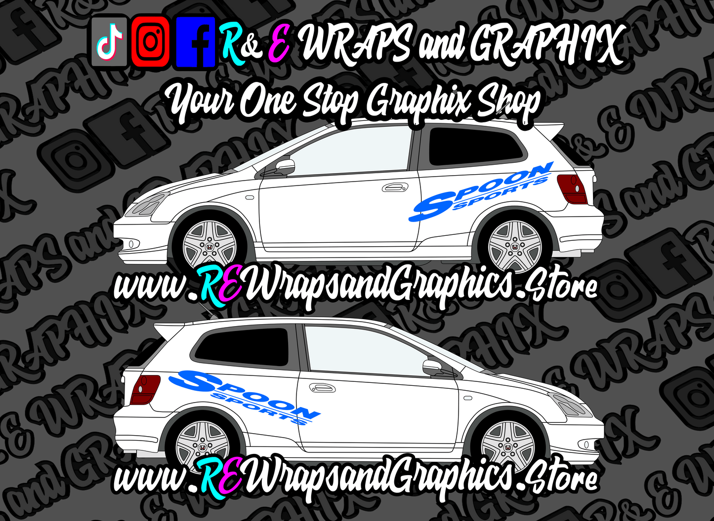 SPOONSPORTSlogo - R&E Wraps and Graphics LTD - Honda Civic Spoon Sports Side Decals - civic, Honda type r, Spoon Sports