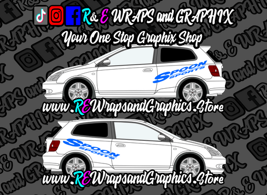 SPOONSPORTSlogo - R&E Wraps and Graphics LTD - Honda Civic Spoon Sports Side Decals - civic, Honda type r, Spoon Sports