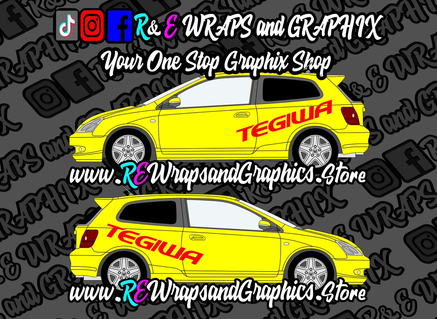 TEGIWAlogo - R&E Wraps and Graphics LTD - Honda Civic Tegiwa Side Decals - civic, Honda type r, tegiwa