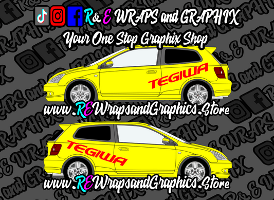 TEGIWAlogo - R&E Wraps and Graphics LTD - Honda Civic Tegiwa Side Decals - civic, Honda type r, tegiwa