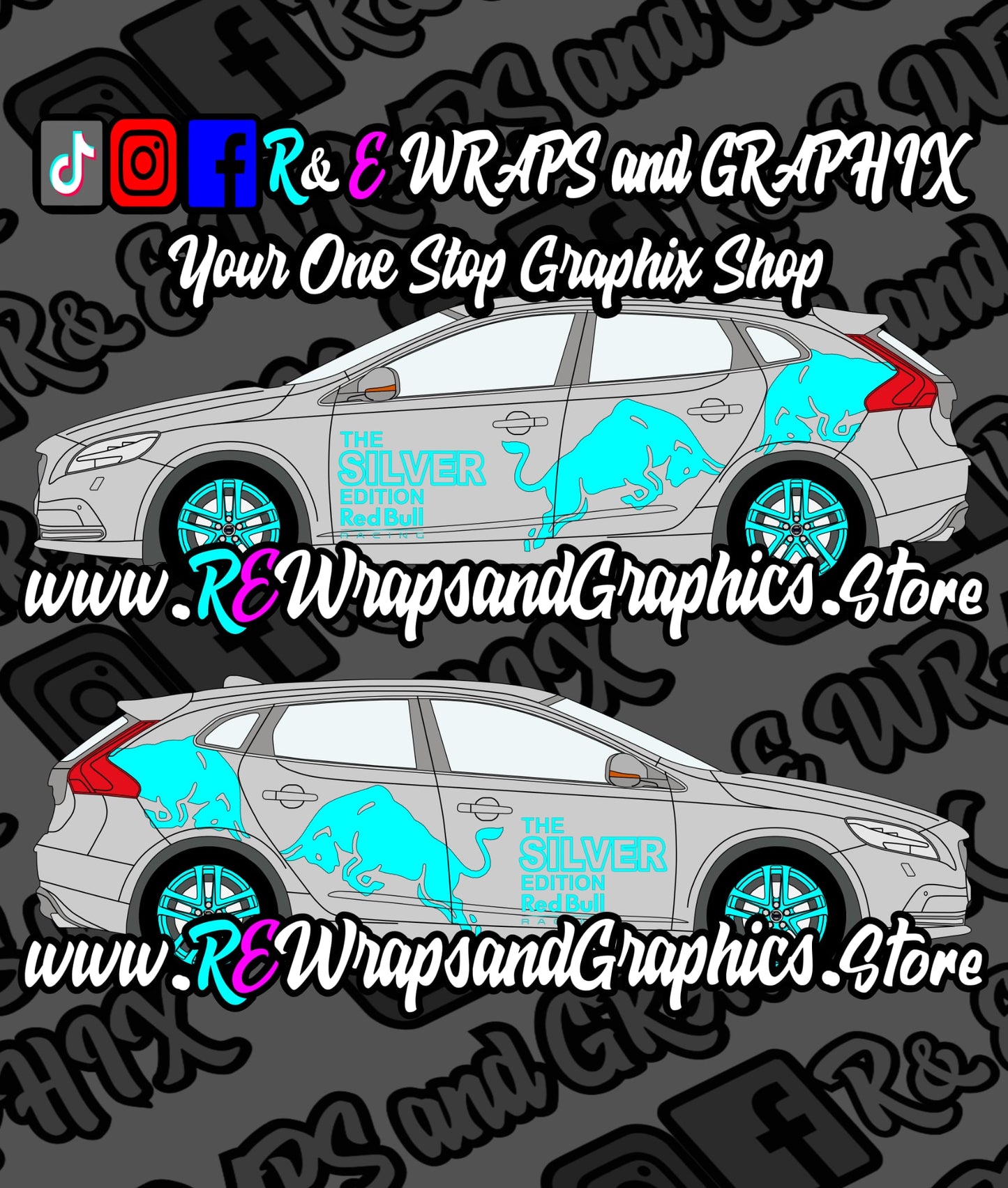 Volvo V40 The Silver Edition RedBull Racing Graphic Kit (Universal to most Vehicles)