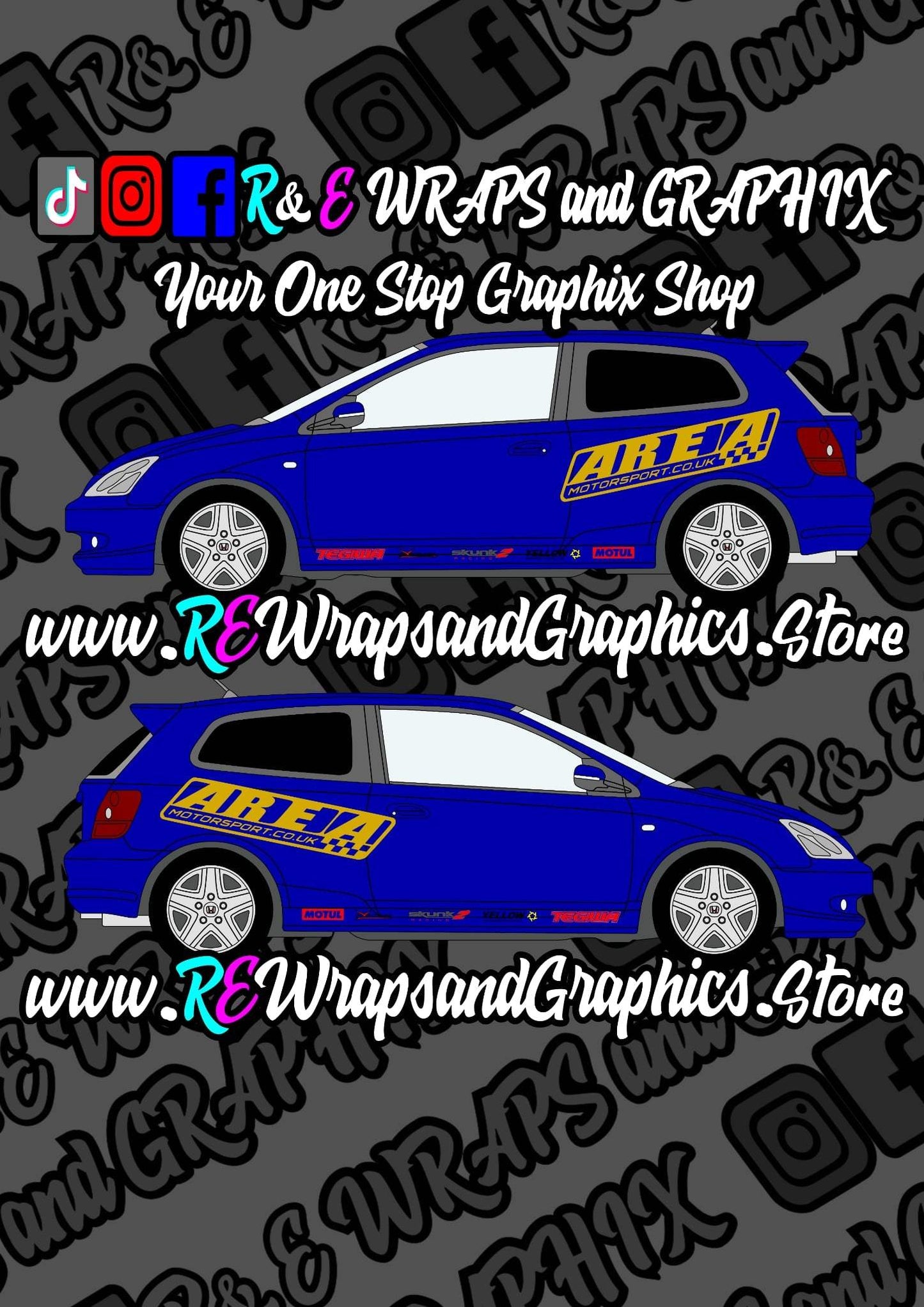 c354cb3f-e7a4-4f04-92df-08ec065c4c6f - R&E Wraps and Graphics LTD - Honda Civic Area Motorsport Side Decals + Side Skirt Decals - Area Motorsport, civic, Honda type r