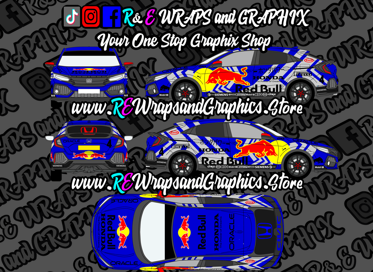 civic2017-22redbullzigzagpreviewblue - R&E Wraps and Graphics LTD - Honda Civic Type-R RedBull Graphic Kit - civic, graphic kits, honda, Honda graphic kits, honda rally kit, Honda type r, Honda type r graphic kits, type r