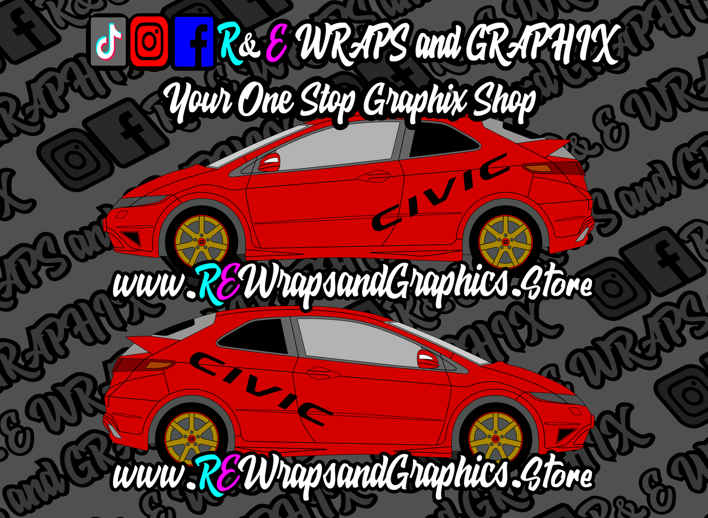 civiclogo - R&E Wraps and Graphics LTD - Honda Civic Type R Civic Side Decals - civic, Honda type r