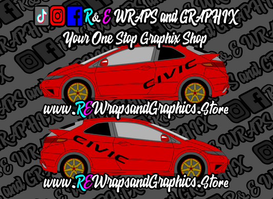civiclogo - R&E Wraps and Graphics LTD - Honda Civic Type R Civic Side Decals - civic, Honda type r