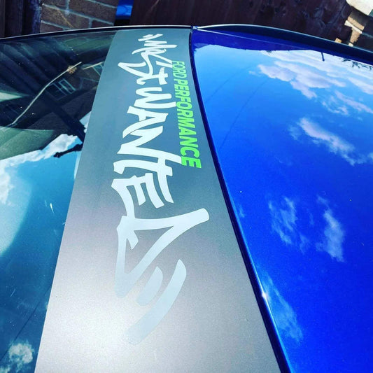 custom-sunstrip - R&E Wraps and Graphics LTD - Ford Performance Need For Speed Most Wanted Sunstrip - Ford performance, ford performance most wanted sunstrip, ford performance sunstrip, most wanted sunstrip, Need For Speed Most Wanted, sunstrip, sunstrips
