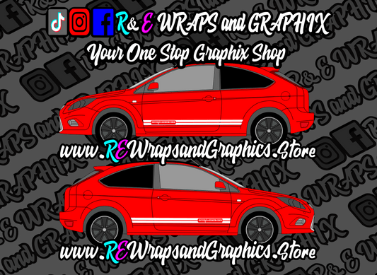 dreamsciencesidestripes2red - R&E Wraps and Graphics LTD - Ford Focus ST/RS mk2 Dreamscience Side Stripes - Dream Science, dream science side stripes, dreamscience, dreamscience graphics, dreamscience side stripes, focus side stripes, ford 225 side stripes, ford focus rs side stripes, ford focus side stripes, ford focus st side stripes, ford side stripe, ford side stripes, ford st side stripes, side stripes, ST ford side stripes, ST side stripes