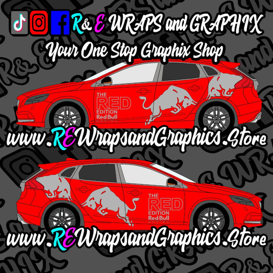 Volvo V40 The Red Edition RedBull Racing Graphic Kit (Universal to most Vehicles)