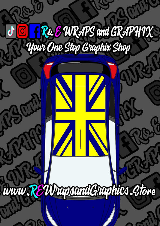 f3958d2f-fa2d-446d-a9d1-876edb923ef7 - R&E Wraps and Graphics LTD - Fiesta Union Jack Roof Graphics - checkered roof, fiesta, Fiesta Mk8, ford, ford fiesta, roof graphics, Union Jack