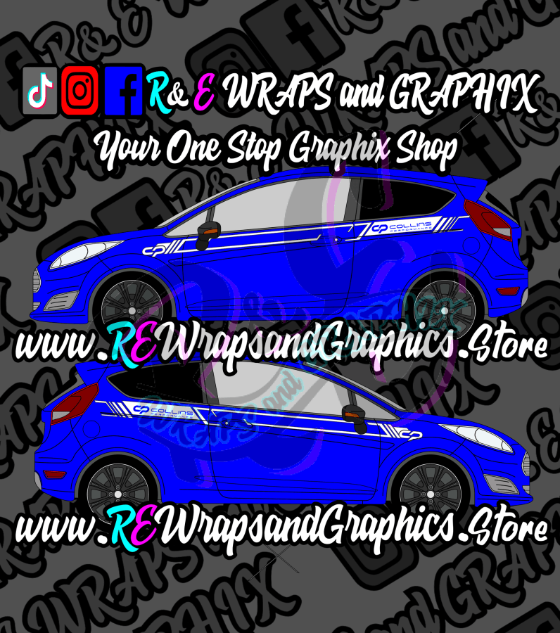 ford-fiesta-mk7-collins-performance-side-stripes-946 - R&E Wraps and Graphics LTD - Ford Fiesta MK7 Collins Performance Side Stripes - Ford fiesta mk7 st, ford side stripes, ford st side stripes, side stripes, ST ford side stripes, st side stripes