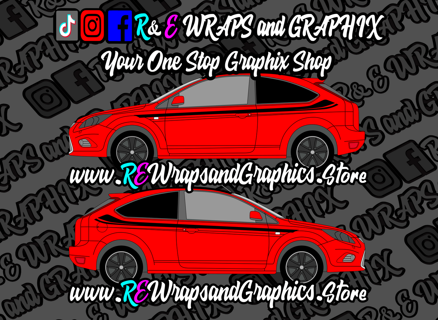 golfcubwithgapsidestripesred - R&E Wraps and Graphics LTD - Ford Focus ST mk2 Side Stripes - focus side stripes, ford, ford focus side stripes, ford focus st, ford side stripe, ford side stripes, ford st side stripes, ford stickers, ford stripes, side stripes, ST ford side stripes, ST side stripes