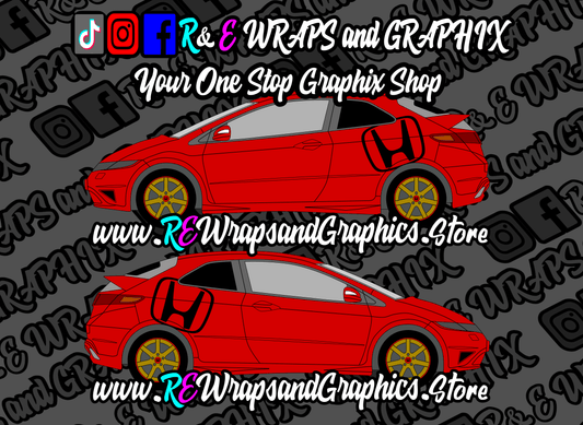 hondalogo - R&E Wraps and Graphics LTD - Honda Civic Honda Side Decals - civic, Honda type r