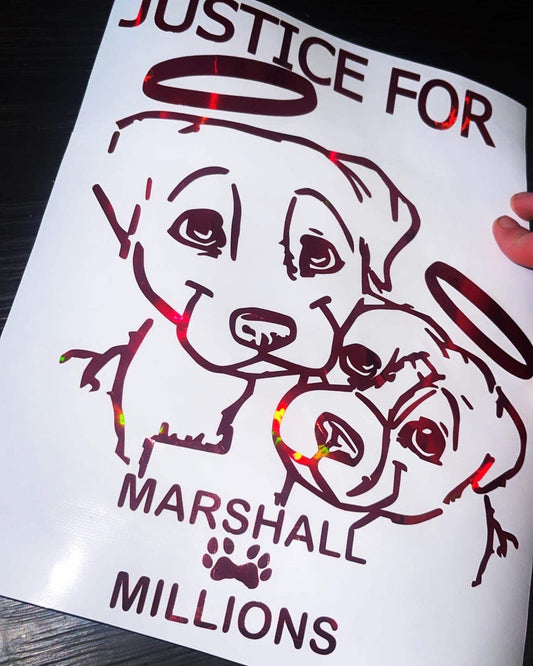 image_1390529d-a651-4043-95bc-60b4d4075496 - R&E Wraps and Graphics LTD - Justice For Marshall & Millions Sticker - Dogs, Justice, Marshall, Marshall Millions, Millions, RIP